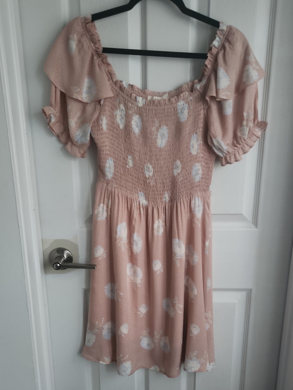 ILLA ILLA Dusty Rose Smocked Dress with Subtle Floral Print